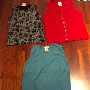 Grouping of three tank sweaters
